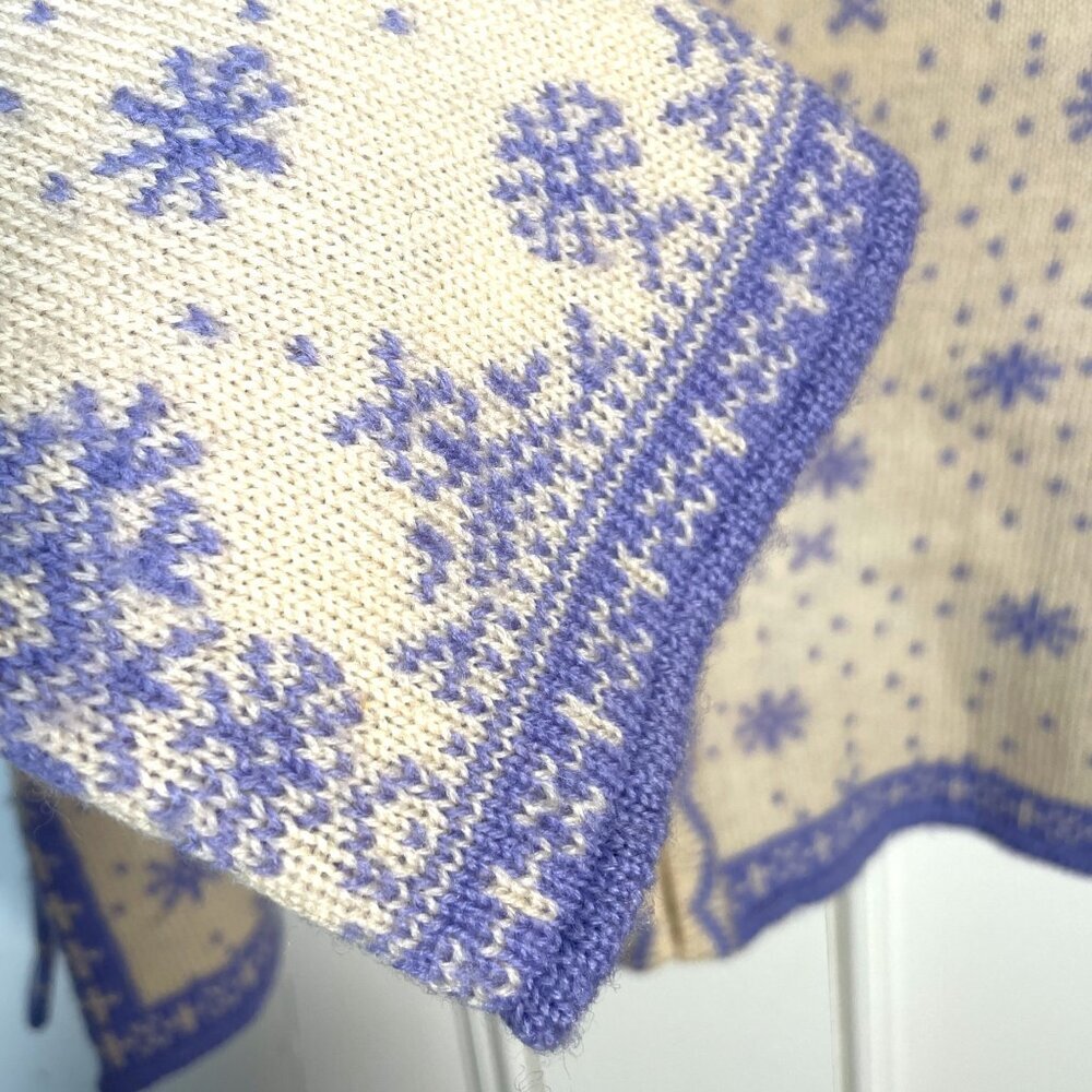Obermeyer 100% Wool Cardigan Sweater M Full Zip Snowflake Cream - Picture 6 of 9